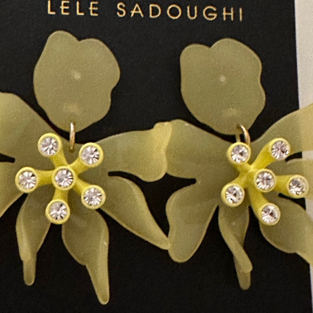 Final sale LELE sadoughi flower crystal drop earrings - Picture 5 of 6